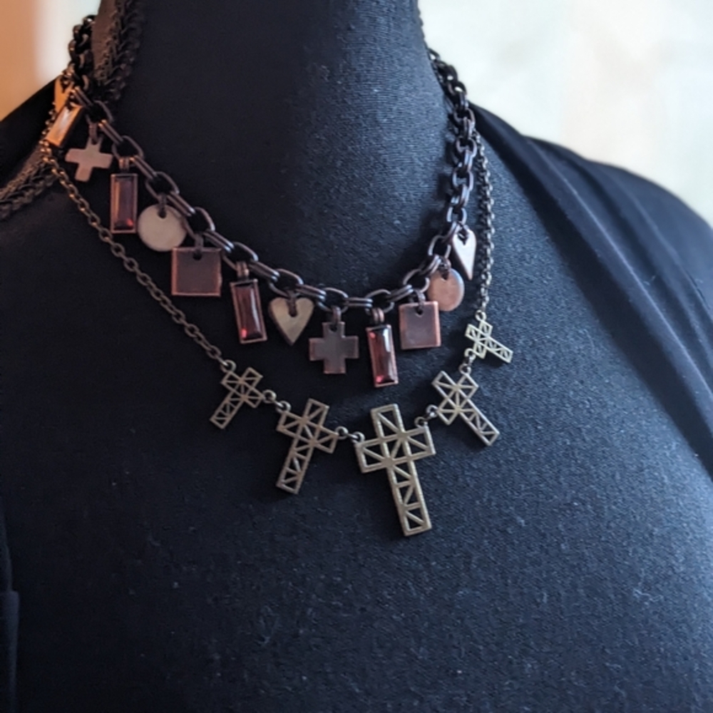 DYRBERG KERN charm choker necklace with Crosses Plus Bonus Aero Necklace